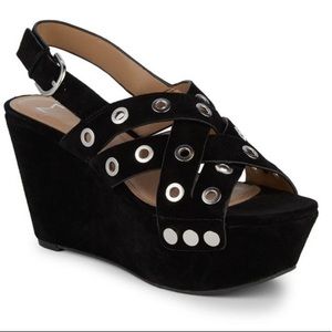 NIB Bloom Wedge MARC FISHER LTD Black Suede 7M